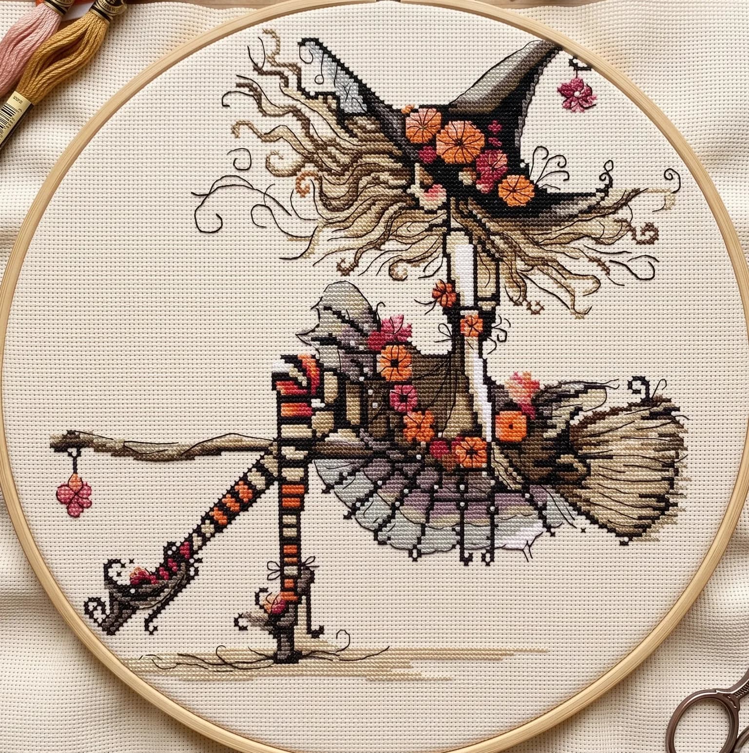 Witchy Girl Cross Stitch Pattern, modern cross stitch, PDF, instant download, WITCH02-1
