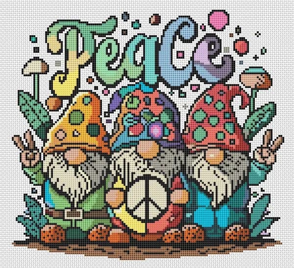 FREE, Peace Gnome, cross stitch pattern, modern cross stitch, PDF, instant download, FREE10