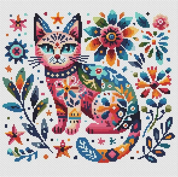FREE, Scandinavian CAT, cross stitch pattern, modern cross stitch, PDF, instant download, FREE12-1