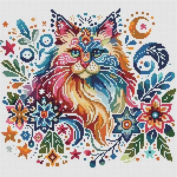 FREE, Scandinavian CAT, cross stitch pattern, modern cross stitch, PDF, instant download, FREE12-2