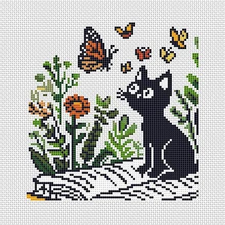 FREE, Minimal CAT, cross stitch pattern, modern cross stitch, PDF, instant download, FREE18-2