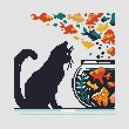 FREE, Minimal CAT, cross stitch pattern, modern cross stitch, PDF, instant download, FREE18-1
