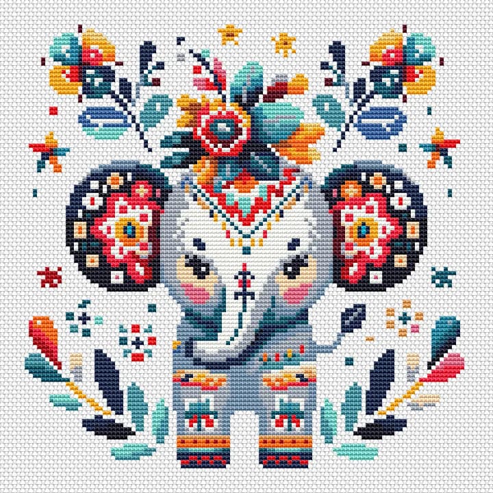 FREE, Scandinavian Elephant, cross stitch pattern, modern cross stitch, PDF, instant download, FREE11-ANM-2