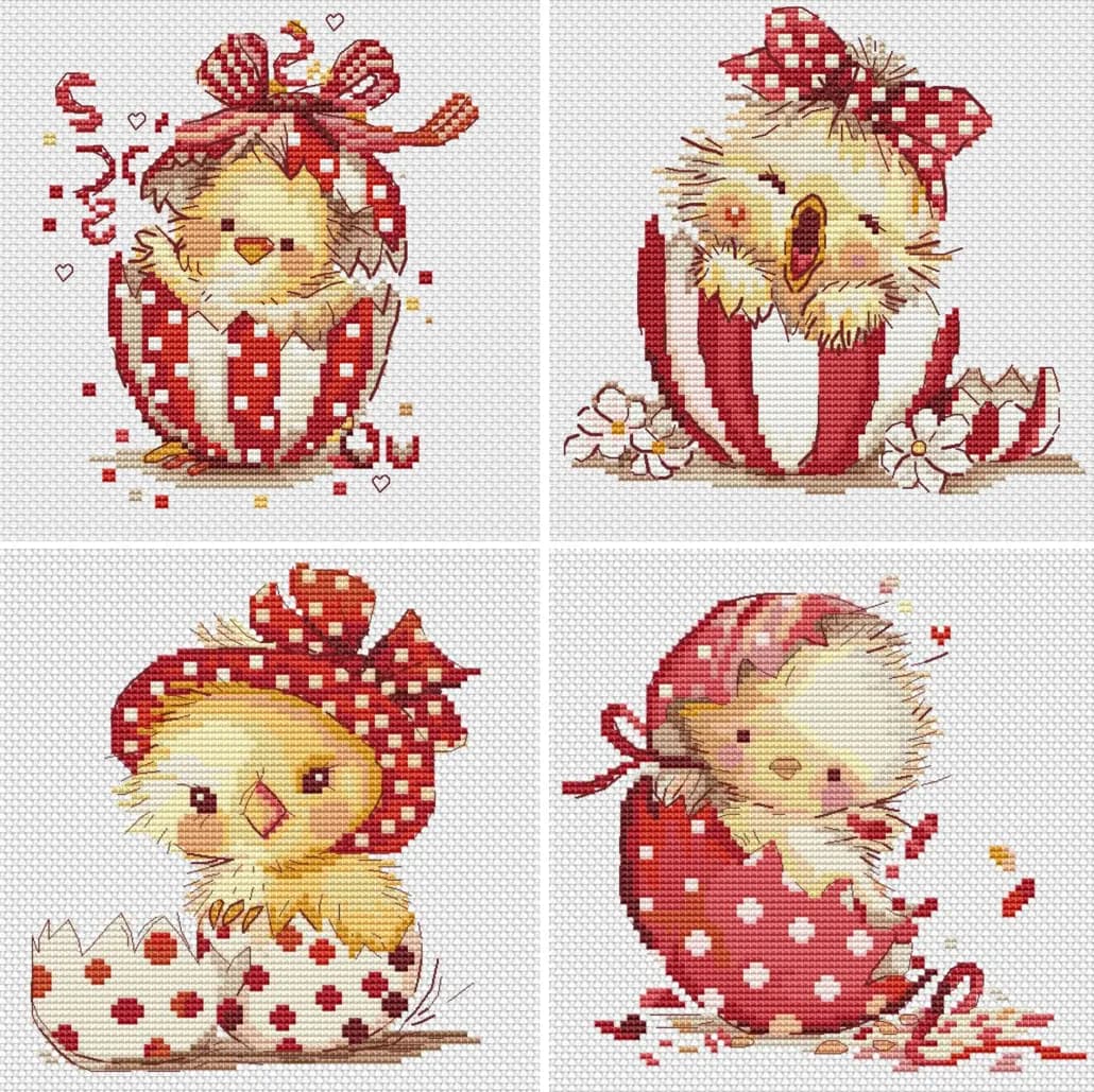 EASTER set Cross Stitch Pattern, Cute tiny chicks, modern cross stitch, PDF, instant download, EST10