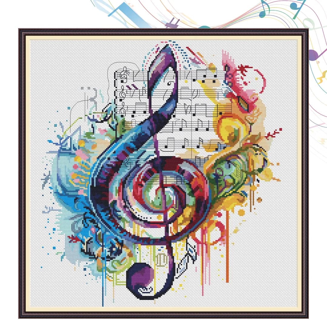 Symphony of Colors, cross stitch pattern, Music, modern cross stitch, PDF, instant download, MUSIC03