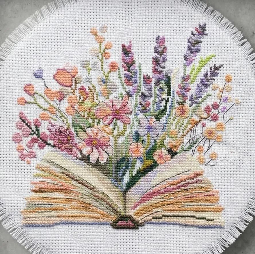 Floral Book Cross Stitch Pattern – Wildflower Bouquet, modern cross stitch, PDF, instant download, FLR88-1