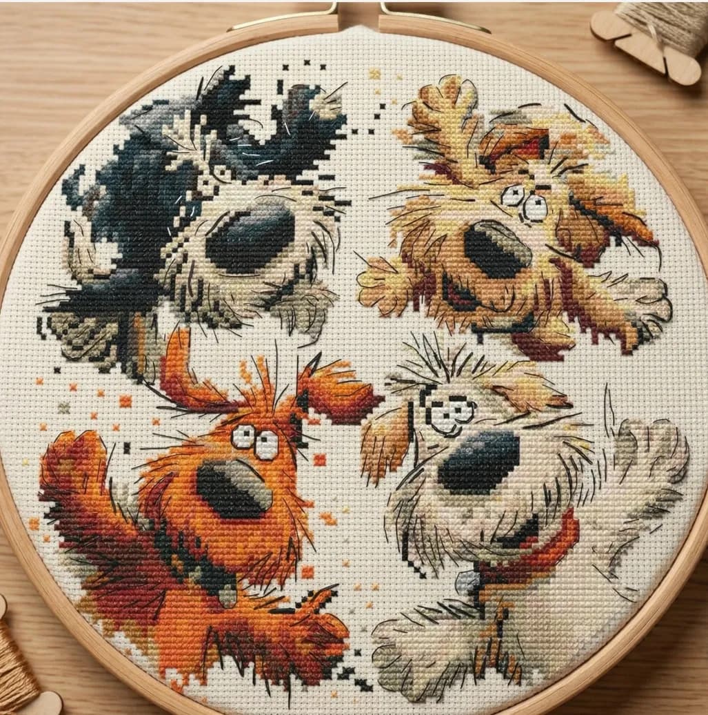 Quirky dogs Cross Stitch Pattern, modern cross stitch, PDF, instant download, DOG22