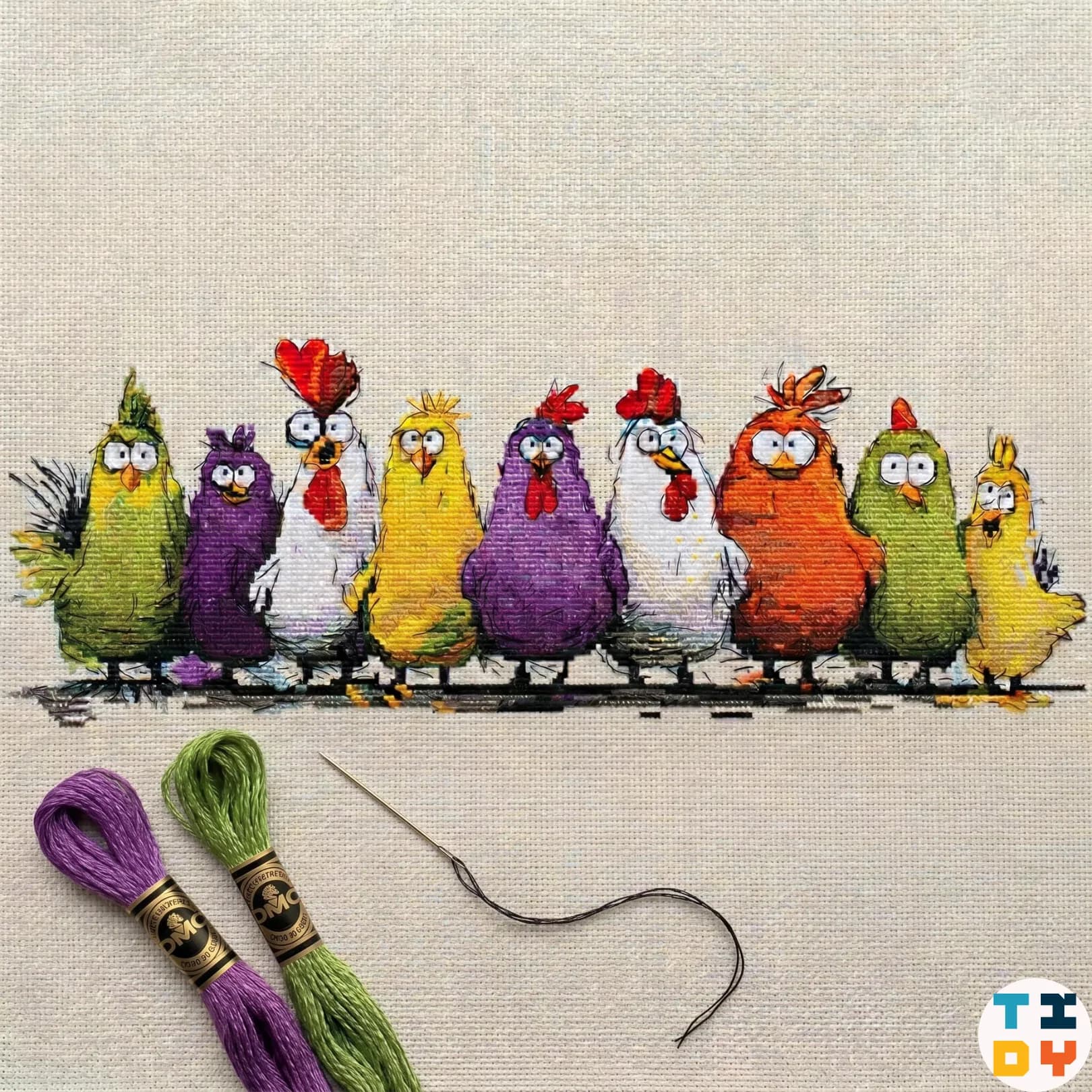 Funny roosters, cross stitch pattern, Bright Modern Nursery Wall Art Chart, , modern cross stitch, PDF, instant download, ANM90-2