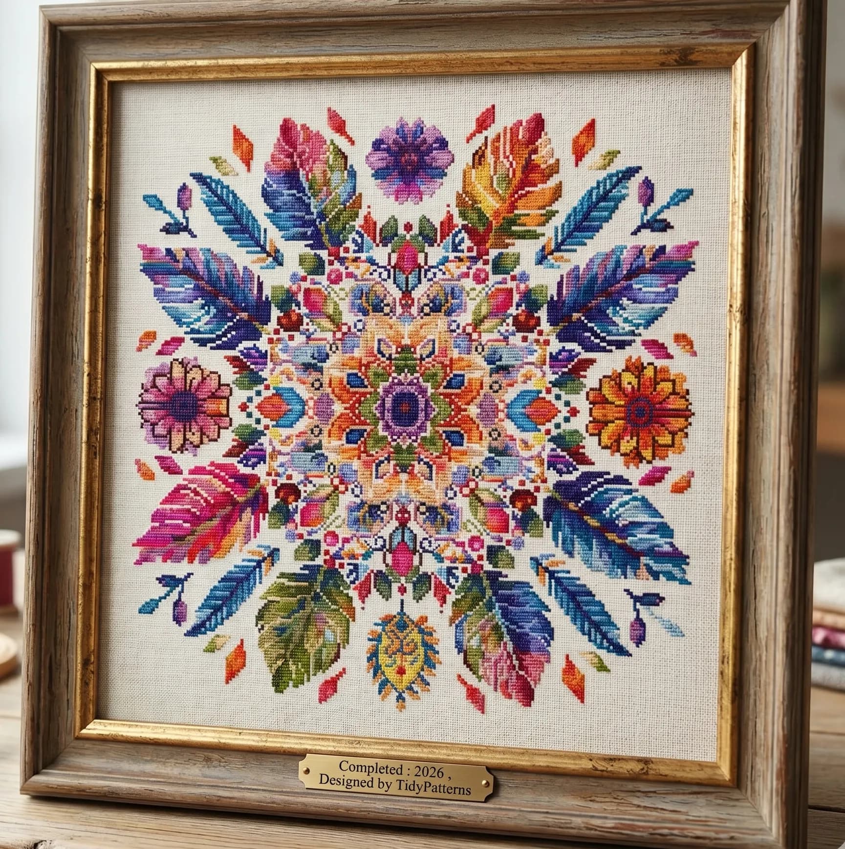 Floral Mandala cross stitch pattern, Flowers, Rainbow, modern cross stitch, PDF, instant download, MDL137