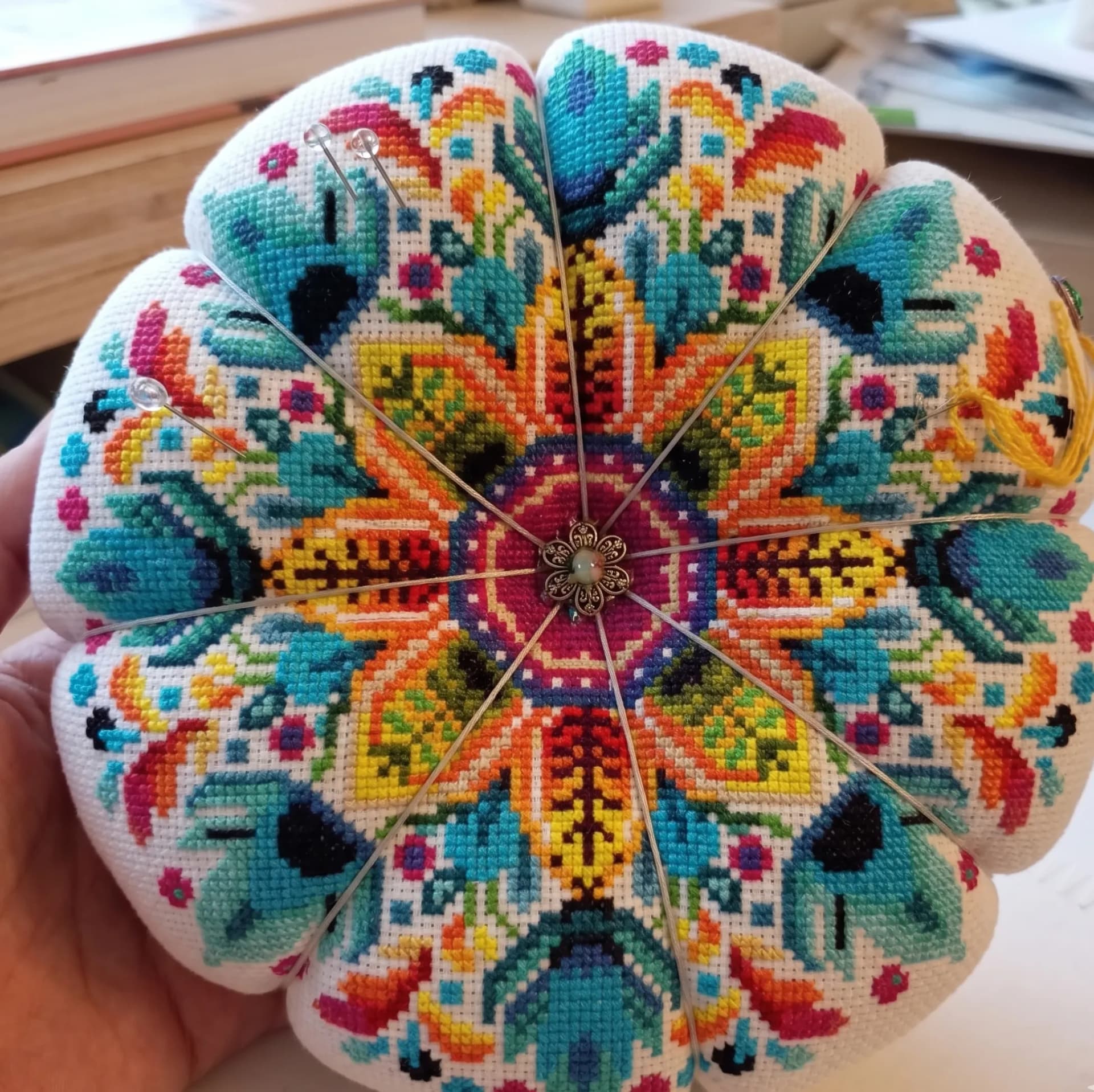 Mandala cross stitch pattern, Flowers, Rainbow, modern cross stitch, PDF, instant download, MDL135-3