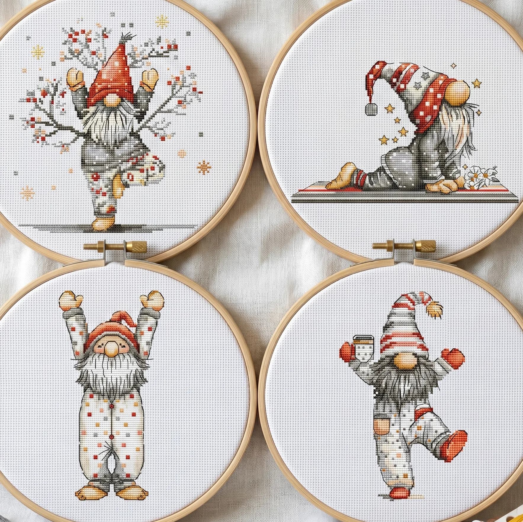 Yoga Time Cross Stitch Pattern PDF, gnome and yoga, Modern Colorful Cross Stitch, Instant Download, YOGA04