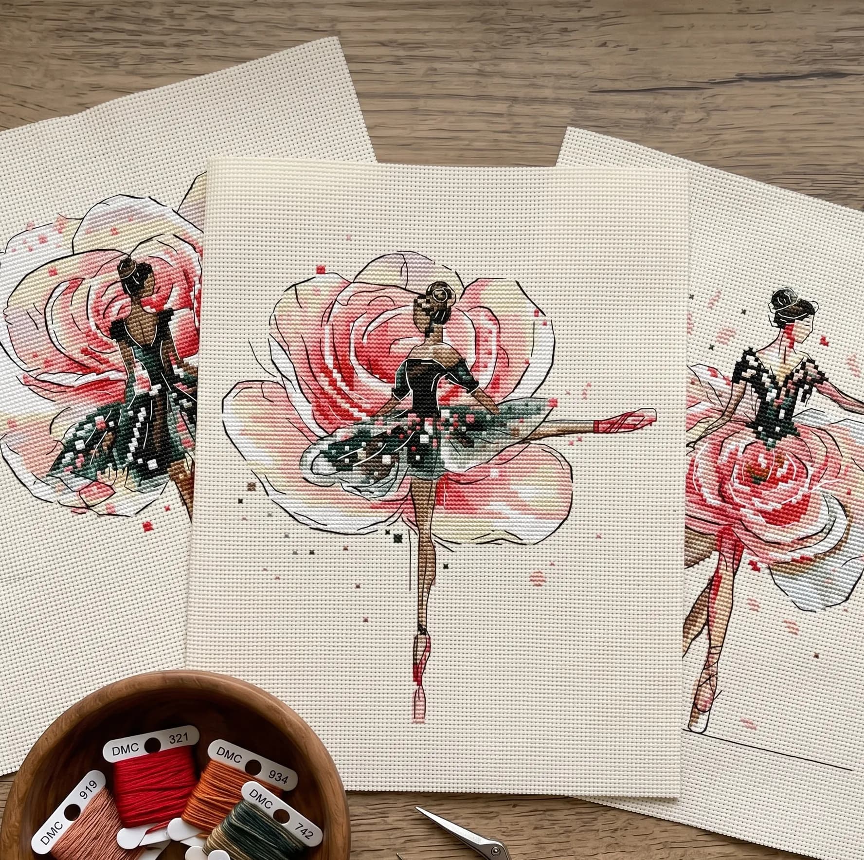Ballerina Cross Stitch Pattern Bundle, Floral Ballet Dancer Embroidery PDF Set, modern cross stitch, PDF, instant download, FLR115