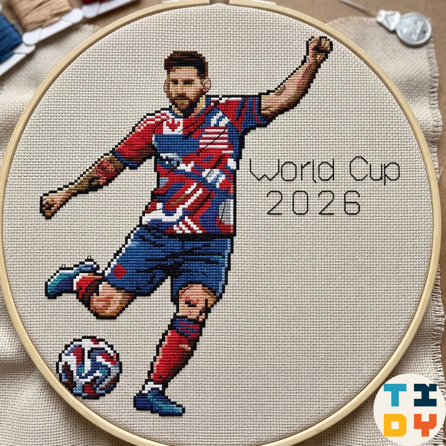 World cup 2026, Cross Stitch Pattern, Lionel Messi , Jobs-Hobbies-Sports, PDF, instant download, WORLDCUP01-3