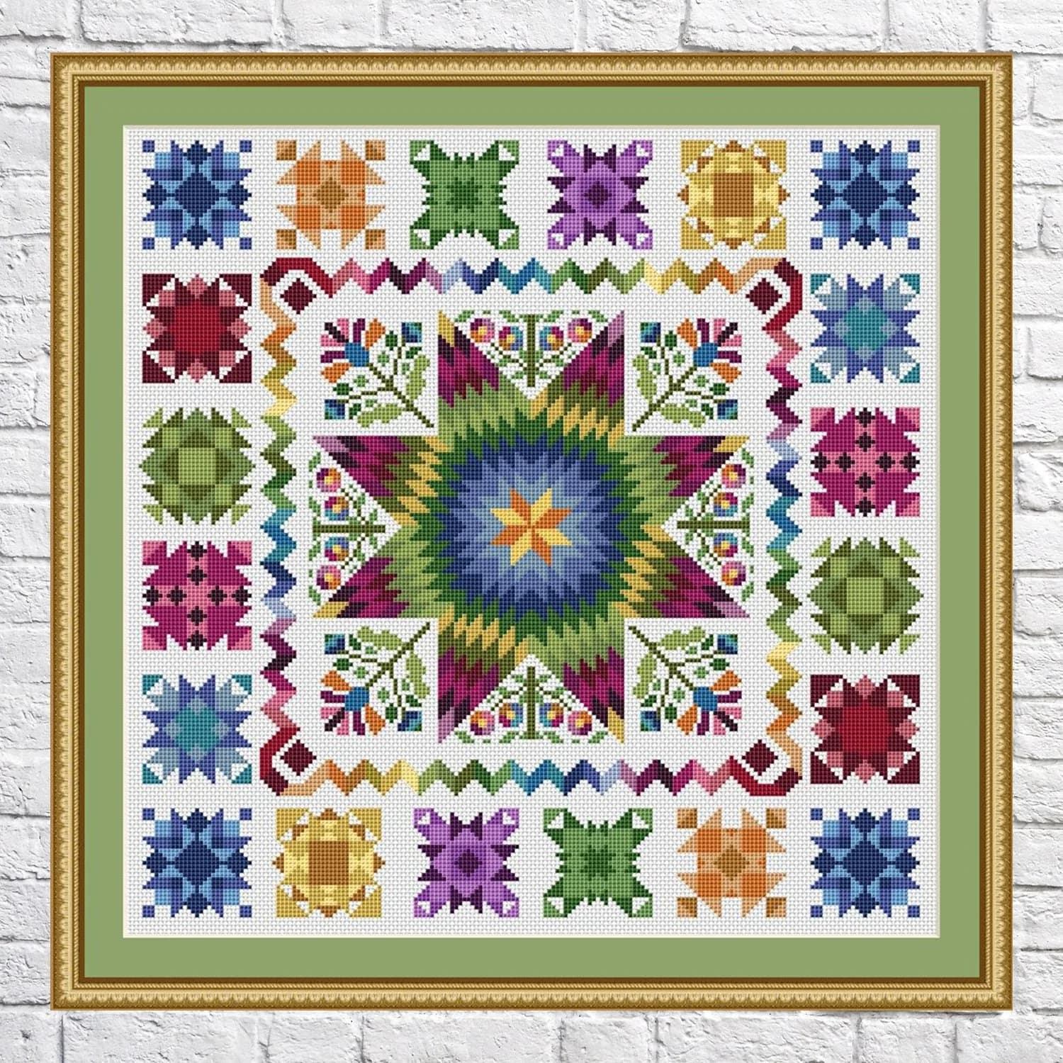 Abstract geometric design cross stitch pattern, Rainbow colors, modern cross stitch, PDF, instant download, PATCH59