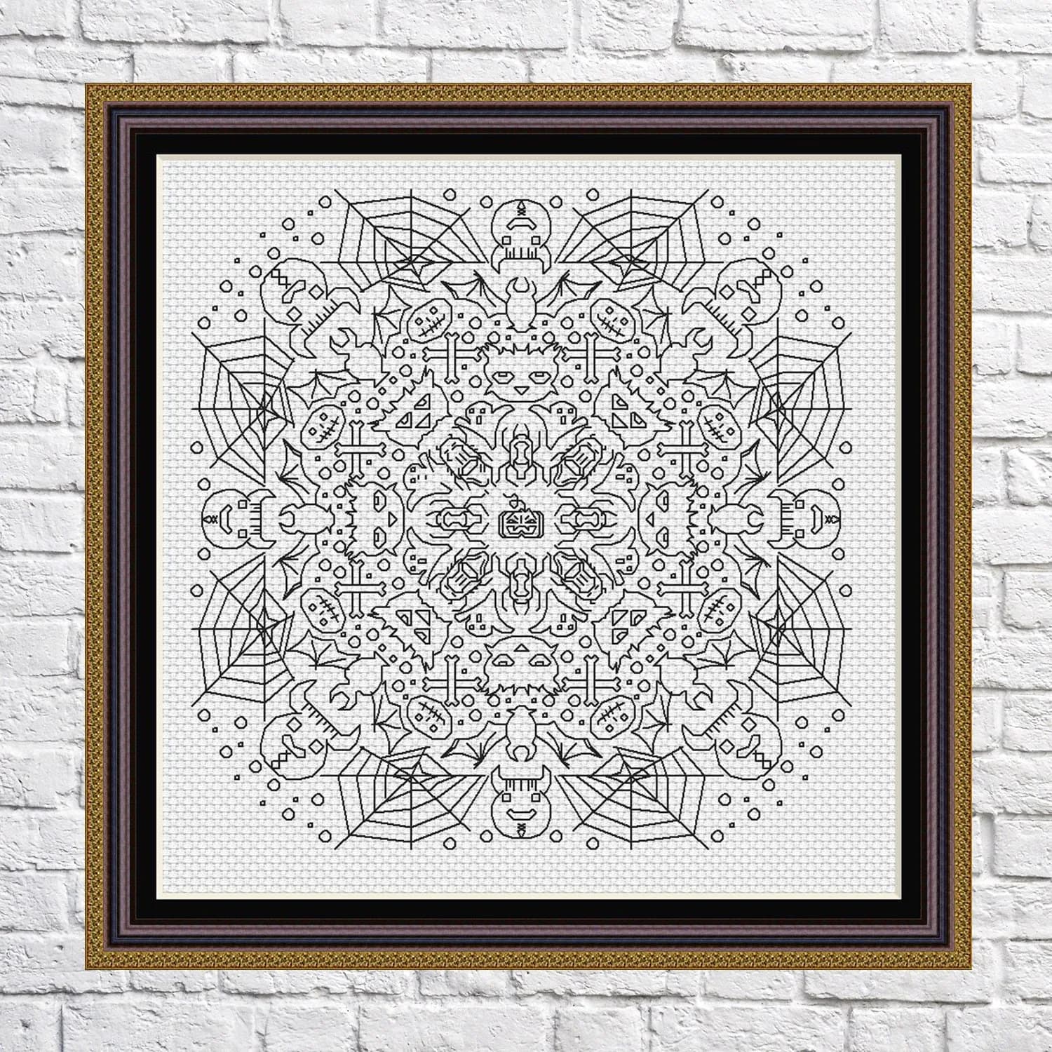 Blackwork pattern, Halloween, Sampler, PDF, instant download, Blackwork04