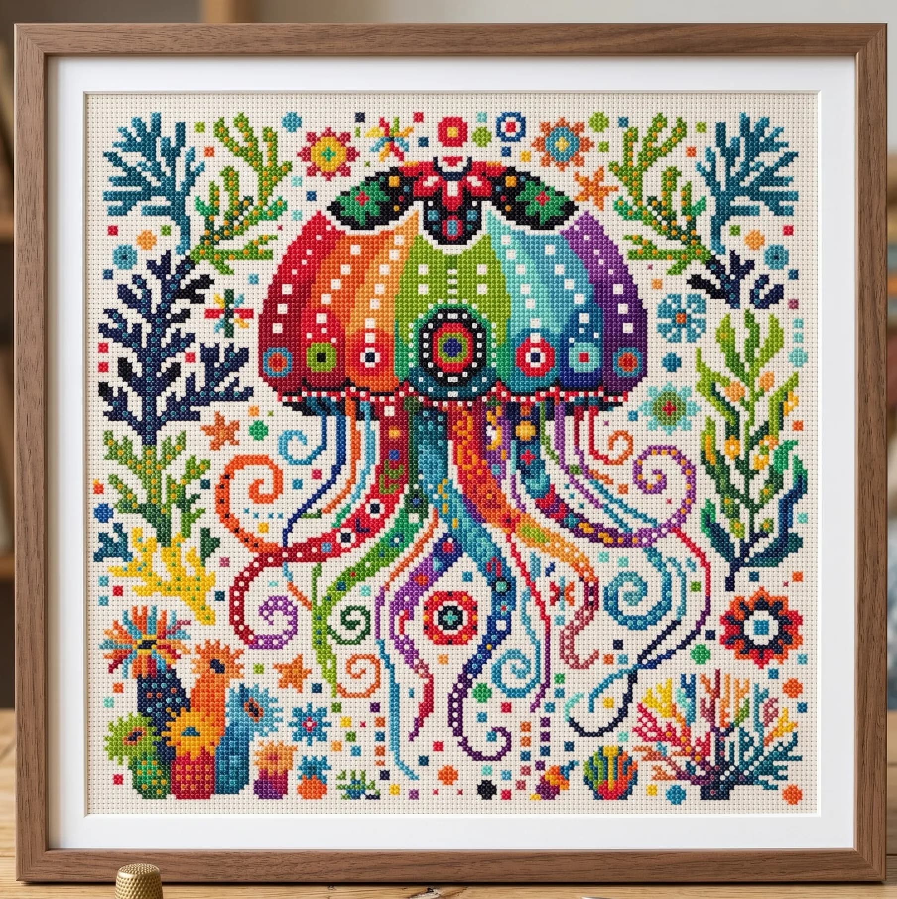 Under the Sea Cross Stitch Pattern, Geometric design, Sampler, sea, modern cross stitch, PDF, instant download, SEA05