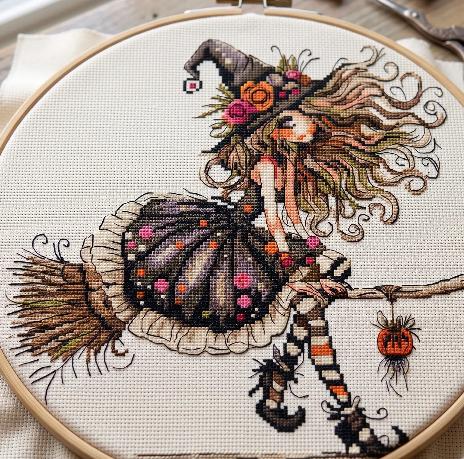 Witchy Girl Cross Stitch Pattern, modern cross stitch, PDF, instant download, WITCH02-2
