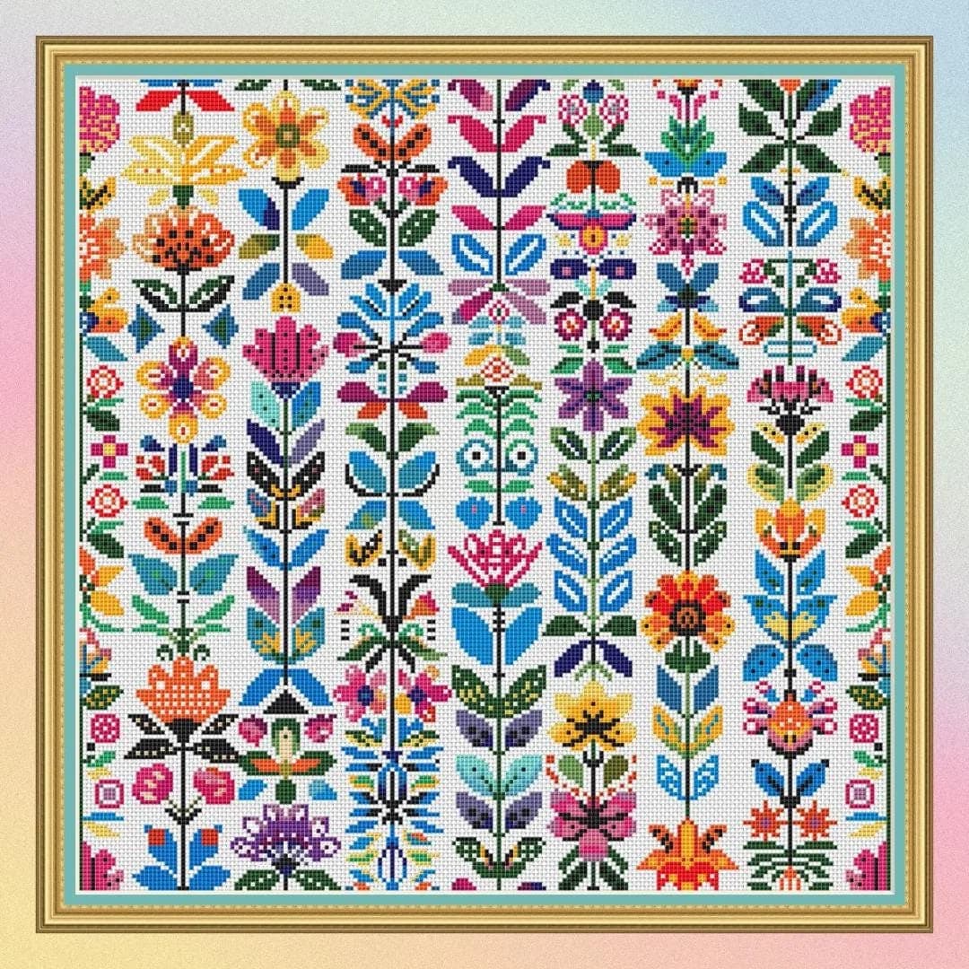 Floral sampler, Flowers patchwork, Cross Stitch Patterns, Nature cross stitch pattern, modern cross stitch, PDF, instant download, FLR58-1