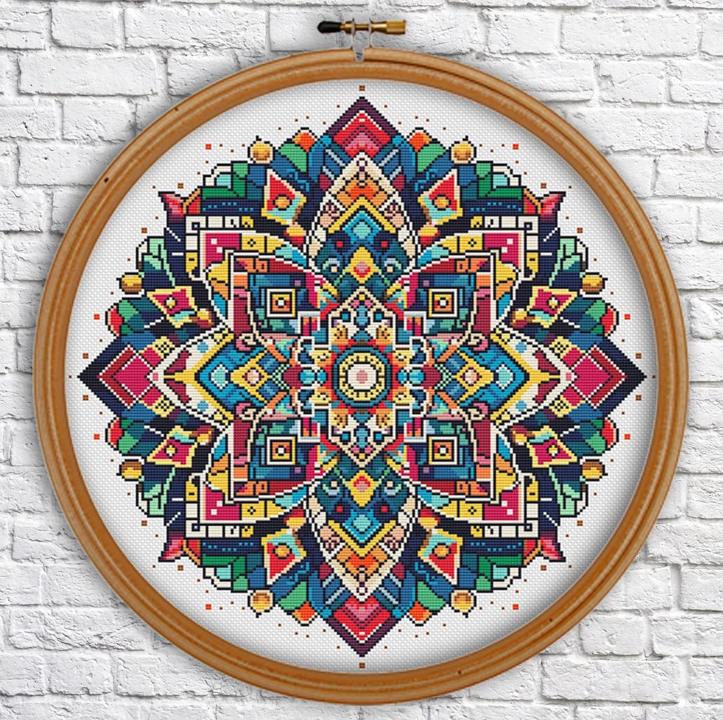 Mandala cross stitch pattern, Geometric design, Rainbow, modern cross stitch, PDF, instant download, MDL21