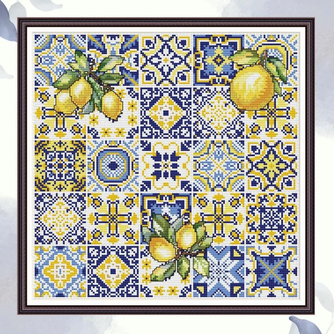 Mediterranean vibes, Mosaic tiny squares, cross stitch pattern, Sampler, modern cross stitch, PDF, instant download, PATCH95
