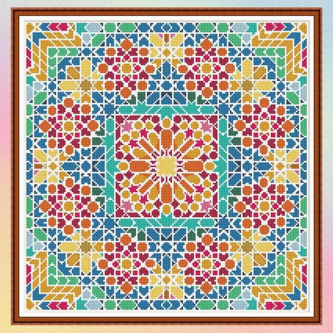 Patchwork, cross stitch pattern, Geometric design, Sampler, rainbow colors, modern cross stitch, PDF, instant download, PATCH100
