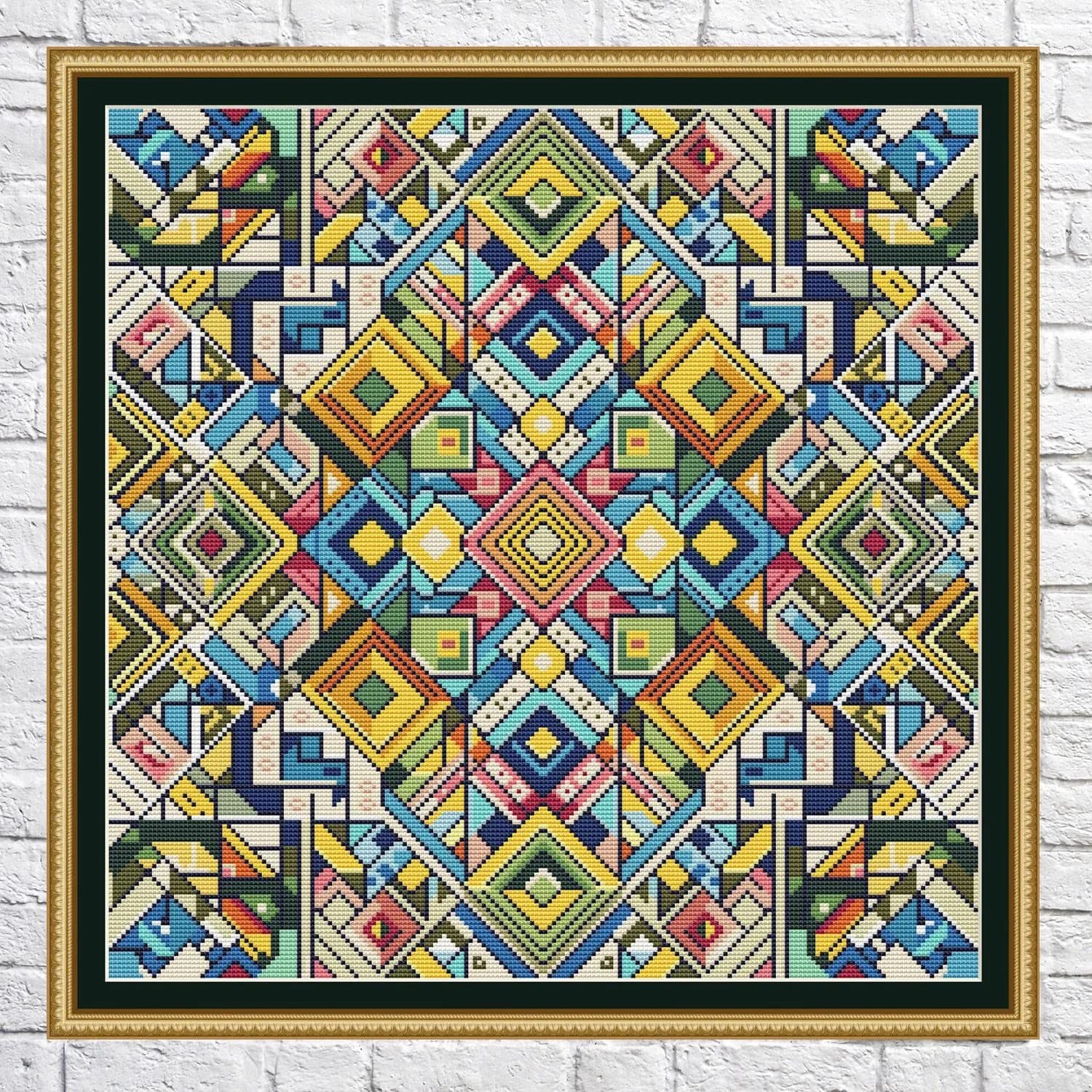 Patchwork, cross stitch pattern, Geometric design, Sampler, rainbow colors, modern cross stitch, PDF, instant download, PATCH35