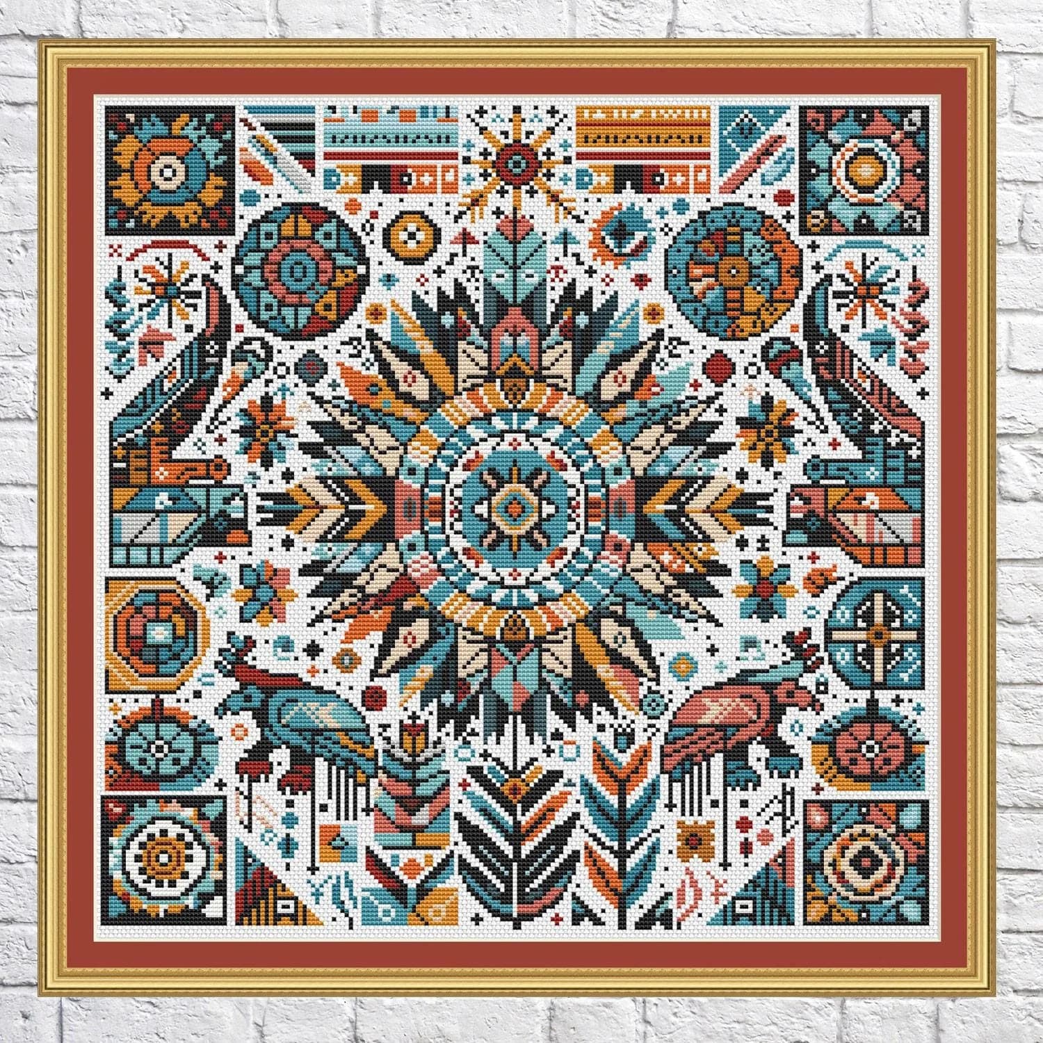 Patchwork, cross stitch pattern, Geometric design, Sampler, rainbow colors, modern cross stitch, PDF, instant download, PATCH62