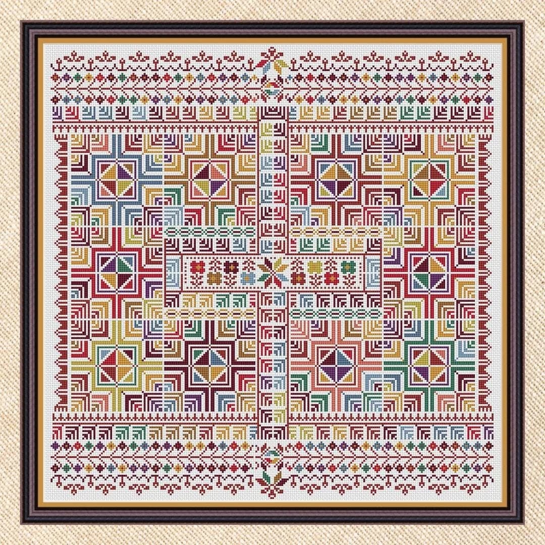 Patchwork, cross stitch pattern, Geometric design, Sampler, rainbow colors, modern cross stitch, PDF, instant download, PATCH91-1