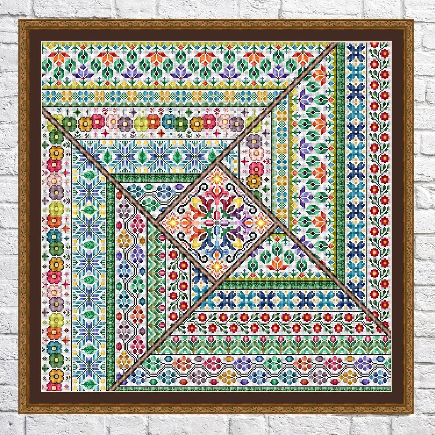 Patchwork Garden, cross stitch pattern, Geometric design, Sampler, Flowers, modern cross stitch, PDF, instant download, PATCH53