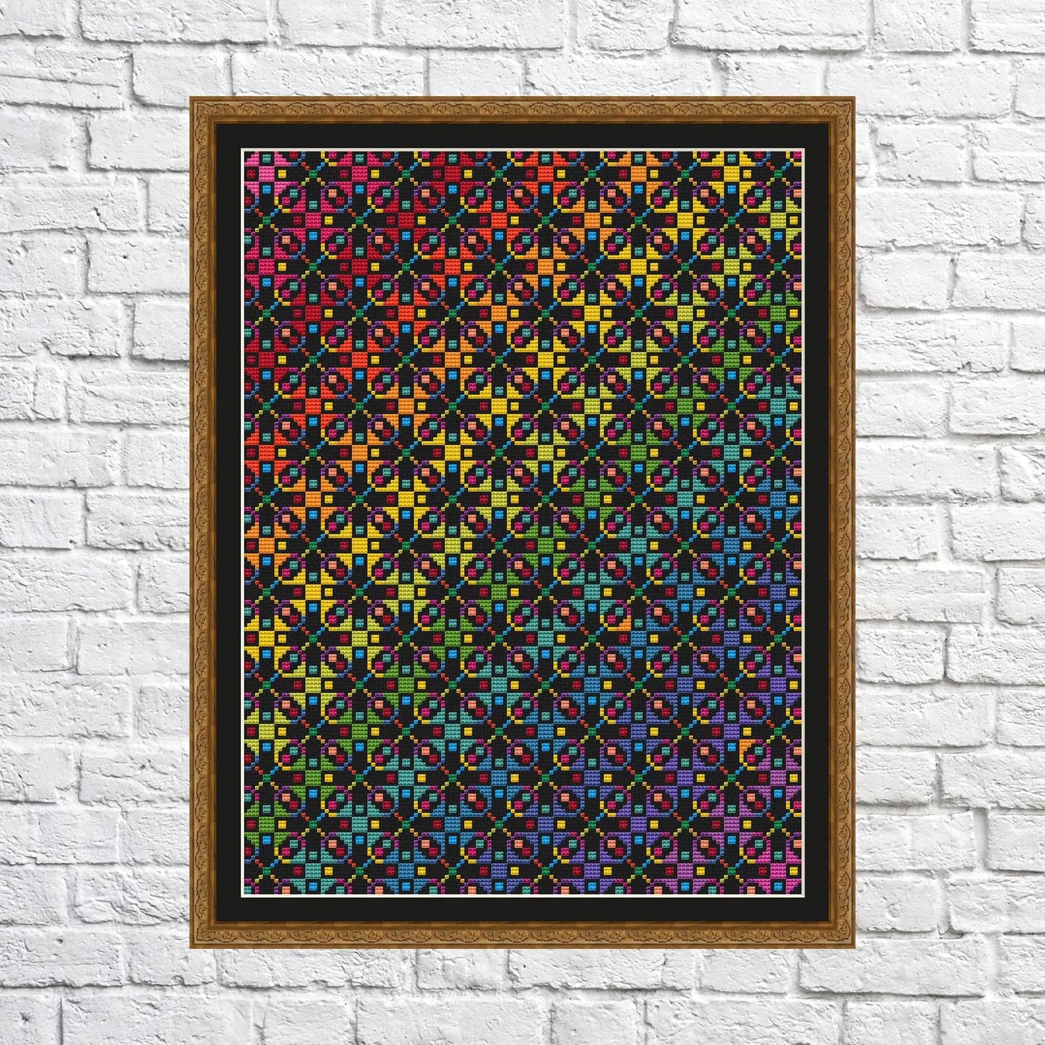 Rainbow patchwork, cross stitch pattern, Geometric design, modern cross stitch, PDF, instant download, PATCH09