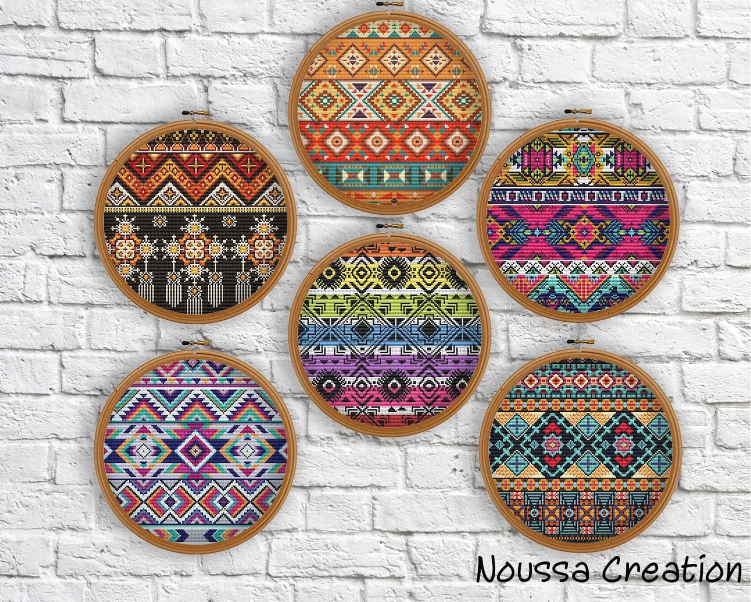 Set of 6 aztec design, cross stitch pattern,Geometric Design, modern cross stitch, PDF, instant download, AZT01