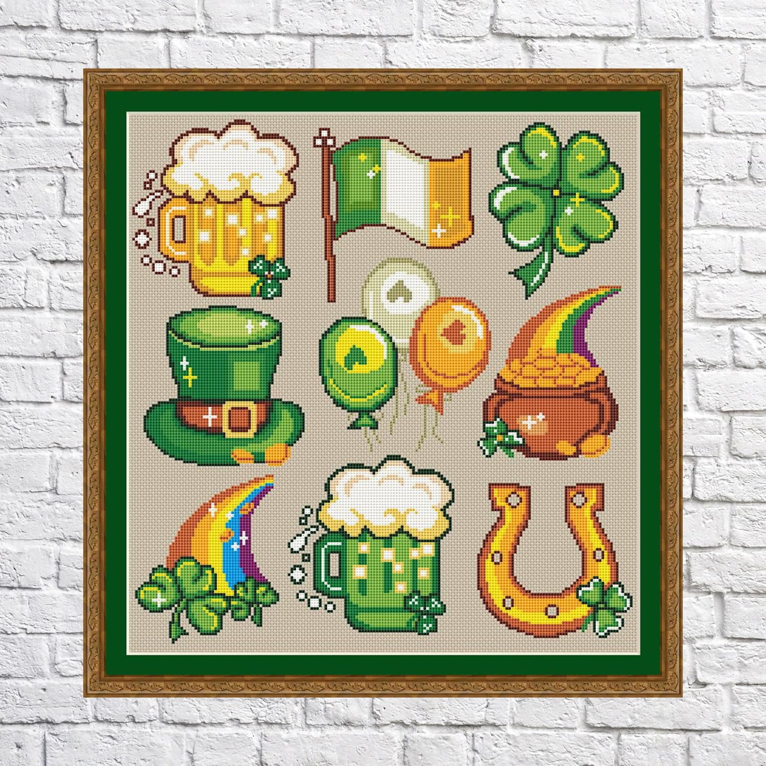 ST Patrick ornaments cross stitch pattern, Luck, holidays, modern cross stitch, PDF, instant download, STP03