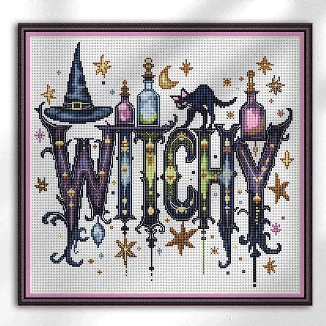Witchy, cross stitch pattern, modern cross stitch, Halloween, PDF, instant download, HAL42