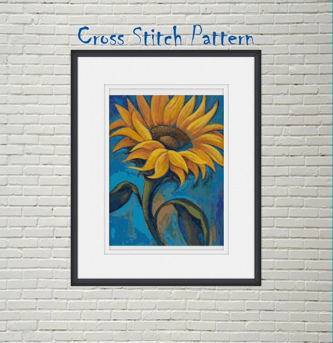 Yellow Flower pastel cross stitch pattern, Nature, modern cross stitch, PDF, instant download, FLR09