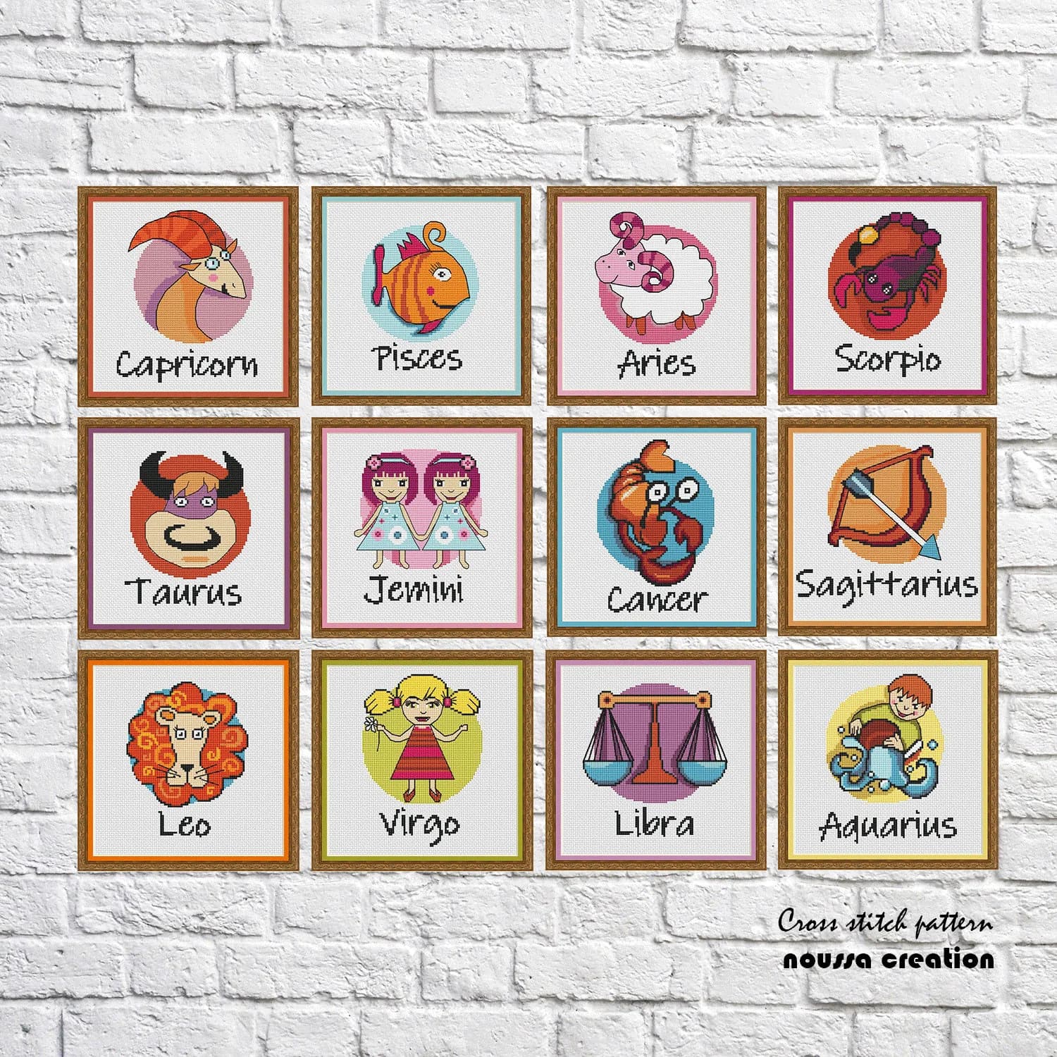 Zodiac, All months cross stitch pattern, New Year cross stitch, Holidays, modern cross stitch, PDF, instant download, ZODIAC02