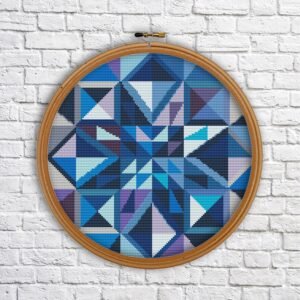 Blue Diamant, cross stitch pattern, Geometric design, modern cross stitch, PDF, instant download, Geo37